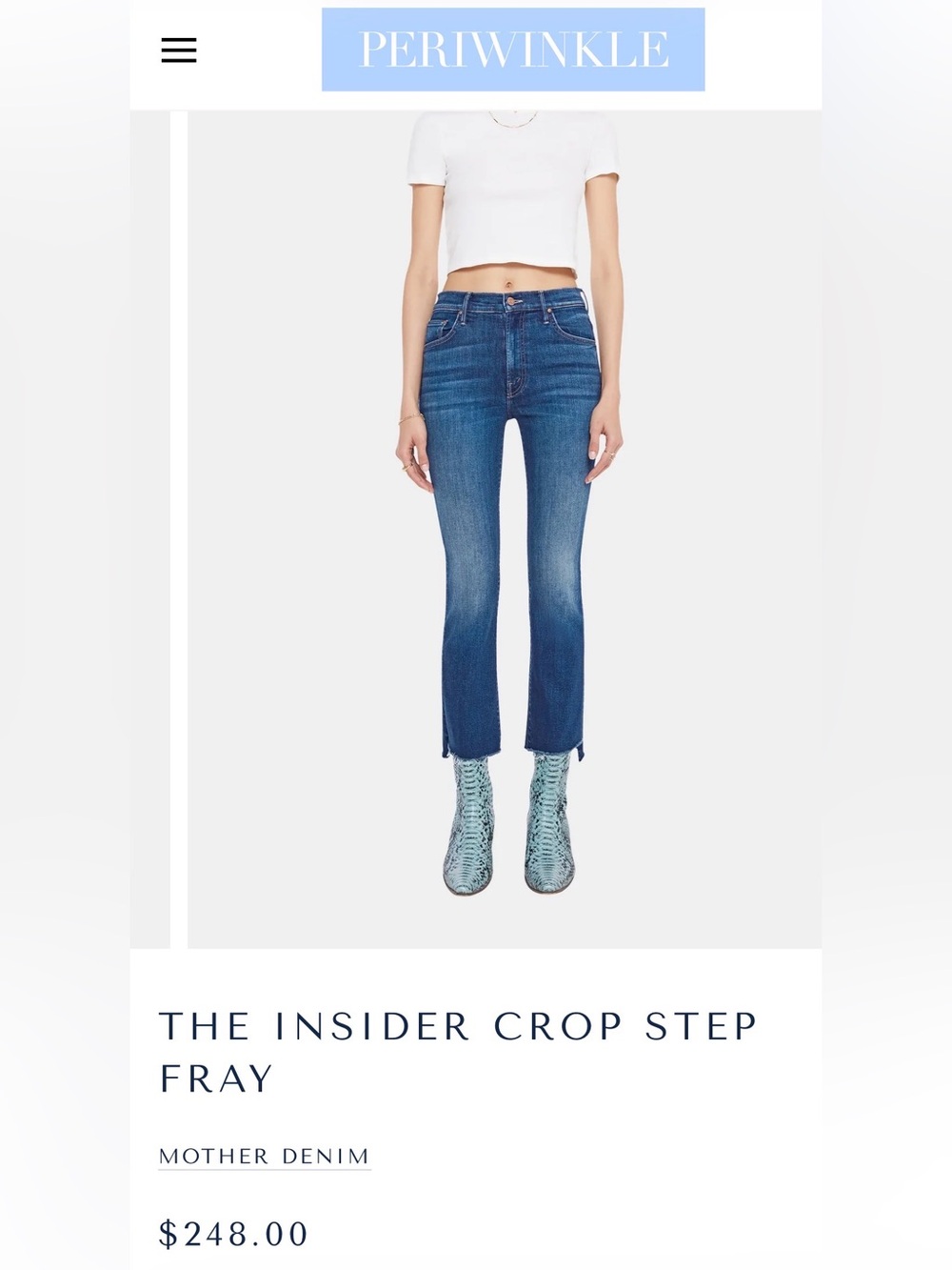 MOTHER Indigo Insider Crop Step Fray Jeans